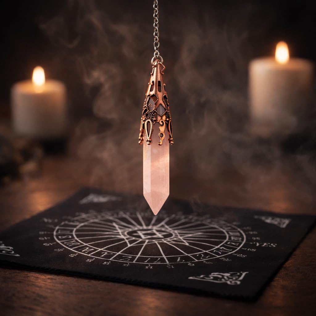 kcrygogo Metaphysical Pendulum Chart Mat with Crystal Pendulum Meditation Tool and Yes or NO Coin,Healing Stone Energy Generator for Divination, Protection,A Mystic Energy Gift