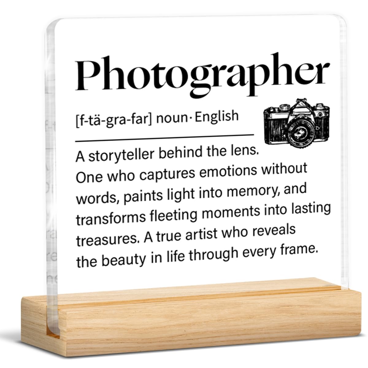 Photographer Gifts for Photography Lovers Women Men, Photography Gift Photographer Acrylic Sign Office Desk Decor 4×4 Inch