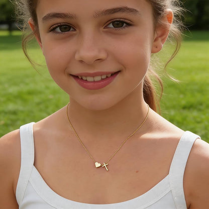 WEDDINEN First Communion Confirmation Baptism Jewelry Gifts for Teens Girls Kids,Cross Heart Necklace for Women Girls Christian Religious Stuffers Jewelry Gifts for Kids