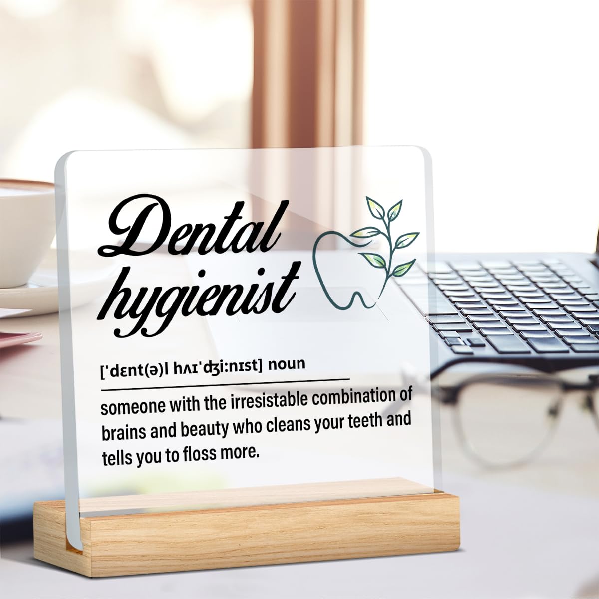 Dental Hygienist Gift for Women Men, Dental Hygienist Definition Acrylic Desk Sign Decor