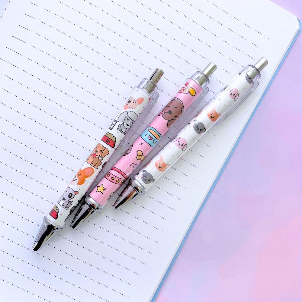 YJ PREMIUMS 8PC Dog Writing Pens Veterinary Ballpoint Ink Pen Set for Dogs Lovers Doggie People Kawaii Puppy Paw Print Vet Med School Supplies Students Stationary Animal for Men Women Themed Gifts