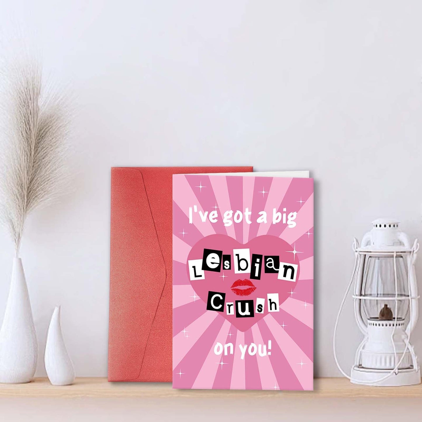 Funny Pop Culture Valentines Card for Women, Naughty VDay Gift for Wife Girlfriend, LGBTQ Valentines Card, Jokey Galentine's Day Gift Idea, I've Got a Big Lesbian Crush On You!
