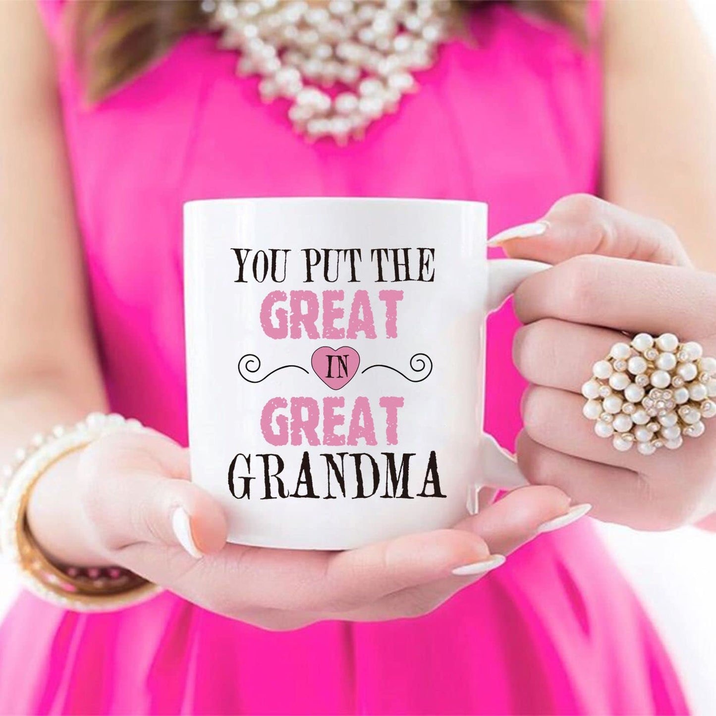 MAUAG Mothers Day Gifts Grandma Coffee Mug, You Put the Great in Great Grandma Best Birthday Presents for Your Grandmother Cup White, 11 Oz