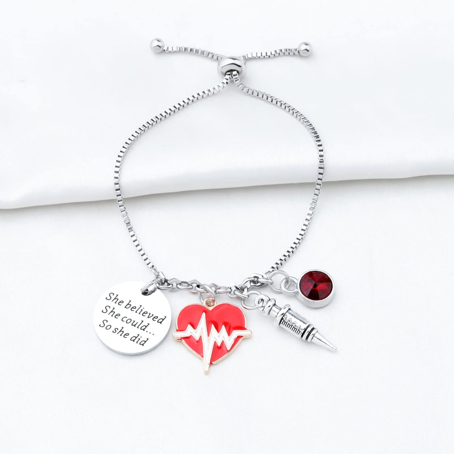 PLITI Phlebotomist Bracelet - Phlebotomy Technician Graduation Gift: 'She Believed She Could So She Did'