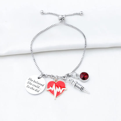 PLITI Phlebotomist Bracelet - Phlebotomy Technician Graduation Gift: 'She Believed She Could So She Did'