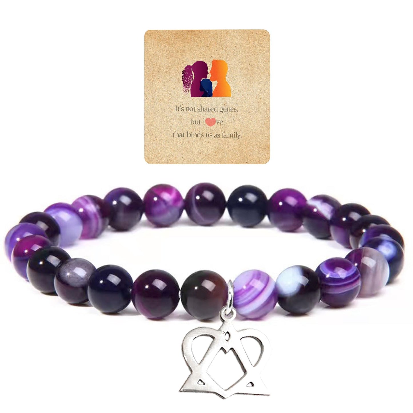 Adoption Symbol Charm Bracelet Necklace Adoption Day Gifts Adoption Gifts Gotcha Day Amethyst Bracelet Adoption Celebration Party Gifts Adoptive Jewelry Thank You Gift