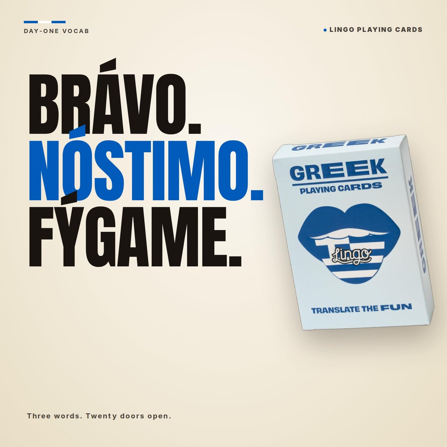 Greek Lingo Playing Cards | Travel Flashcards | Learn Greek Vocabulary in A Fun & Easy Way | 52 Essential Translations