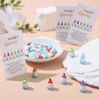 Silipull 30 sets Good Luck Gifts Bulk - Mini Resin Gnome Charms with Story Cards & Organza Bags - Teacher Appreciation Gifts Graduation Party Favors Pocket Tokens for Teacher Nurse Friends Coworkers
