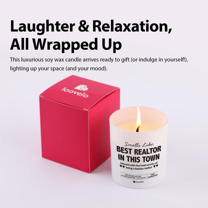 Smells Like Best Realtor in This Town Realtors Gifts Brokers Real Estate Agents Closing Gifts for Realtor Salesman Saleswomen Scented Candle for Home Office Jar Candle Floral Lavender Scent 9.5 oz