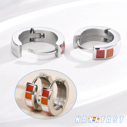 Nanafast Stainless Steel Rainbow Small Huggie Hoop Earrings LGBT Pride Earrings for Women Men Lesbian Bisexual Transgender Nonbinary Asexual Flag Earrings LGBTQ Pride Jewelry