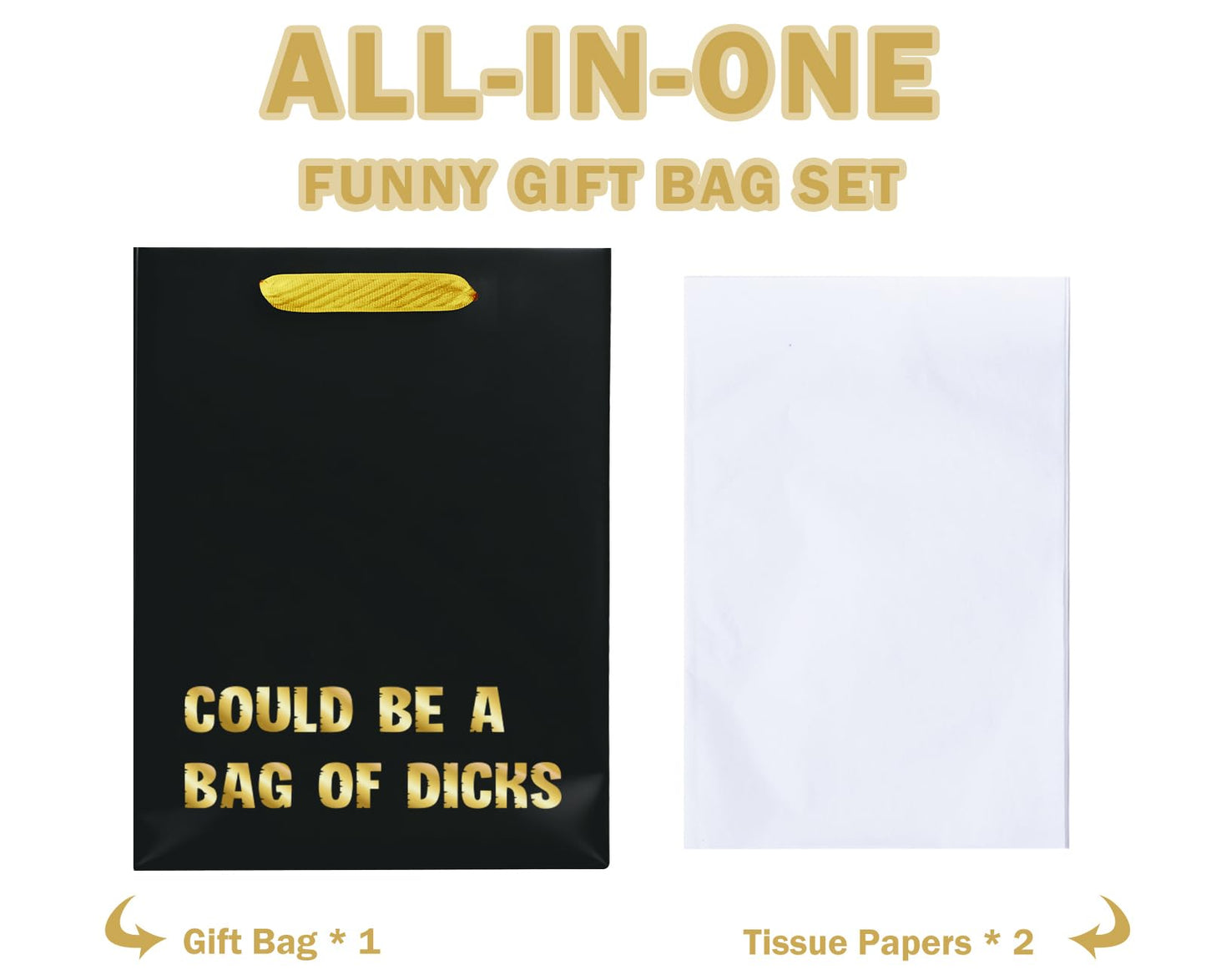 WRAPAHOLIC 13" Large Funny Birthday Gift Bag with Tissue Paper - Could Be a Bag of Dicks Crazy Design Paper Bags for Friend or Valentine's Day