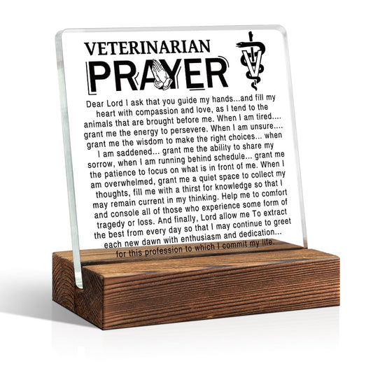 TOUNER Veterinarian Prayer Office Decor Sign, Acrylic Serenity Prayer Desk Plaque, Religious Gifts for VET Animal Doctor, Veterinarian Office Gifts, Vet School Graduation Gifts, Thank You Gifts