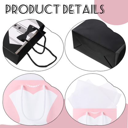 TaoBary Bridal Party Bags for 12 Guests - 9 x 7.5 x 3.5 Inch Bags with 12 Tissue Paper and Handle for Bridal Shower Proposal