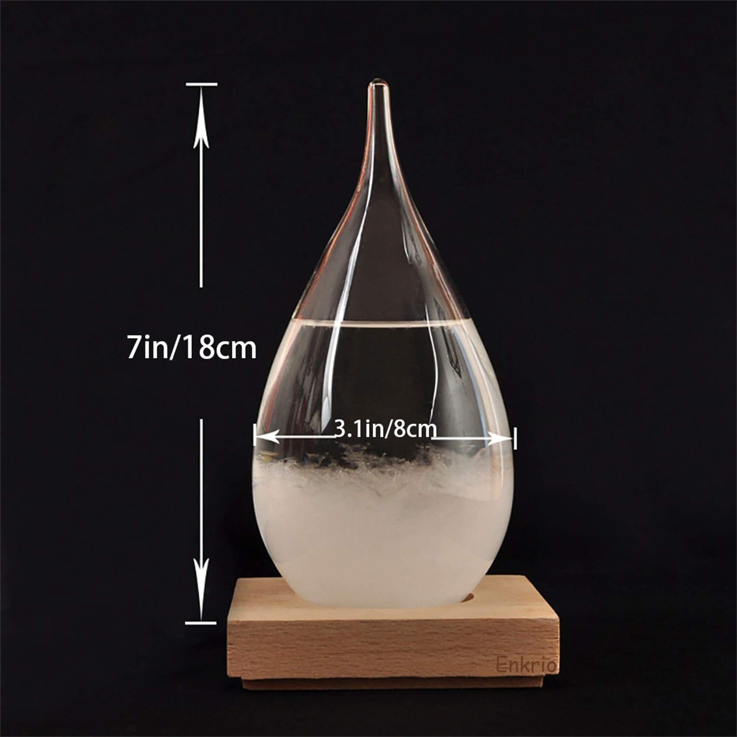 Storm Glass Weather Predictor, Barometer Bottle with Wood Base for Home & Office Decoration - Weather Station (Medium)