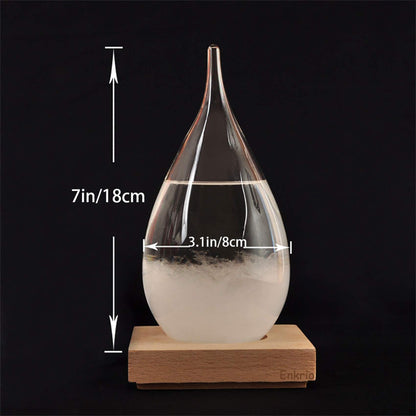 Storm Glass Weather Predictor, Barometer Bottle with Wood Base for Home & Office Decoration - Weather Station (Medium)