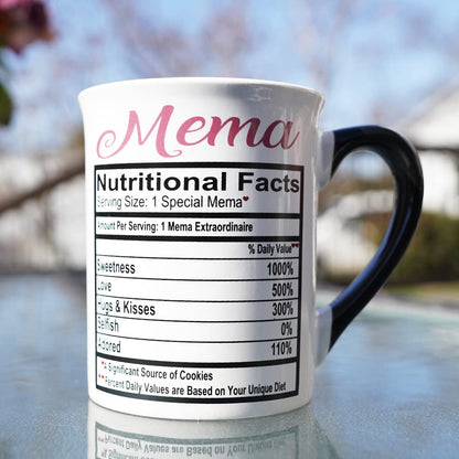 Cottage Creek Mema Mug, 16 oz Black and White Gift Boxed Ceramic Grandma Coffee Cup, Cute Tea Mug and Coffee Mugs for Grandma and Nana, Fun Baby Shower Gifts for Grandparents
