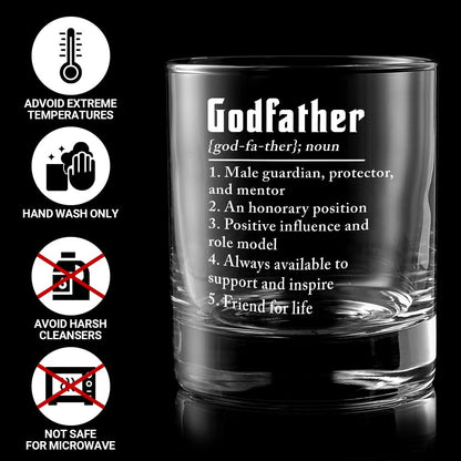 Wrappiness Godfather Gifts for Men 11Oz Whiskey Glass, Godfather Proposal Gifts for Uncle, Brother, Baptism Birthday Fathers Day Cup from Godchild Goddaughter Godson Old Fashioned Bourbon Glass