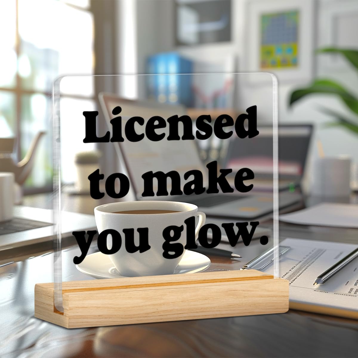 Licensed Esthetician Desk Decor, Funny Gifts for Esthetician Beautician Cosmetologist, Acrylic Plaque Sign Home Office for Beauty Salon Decor, Birthday Thank You Gift