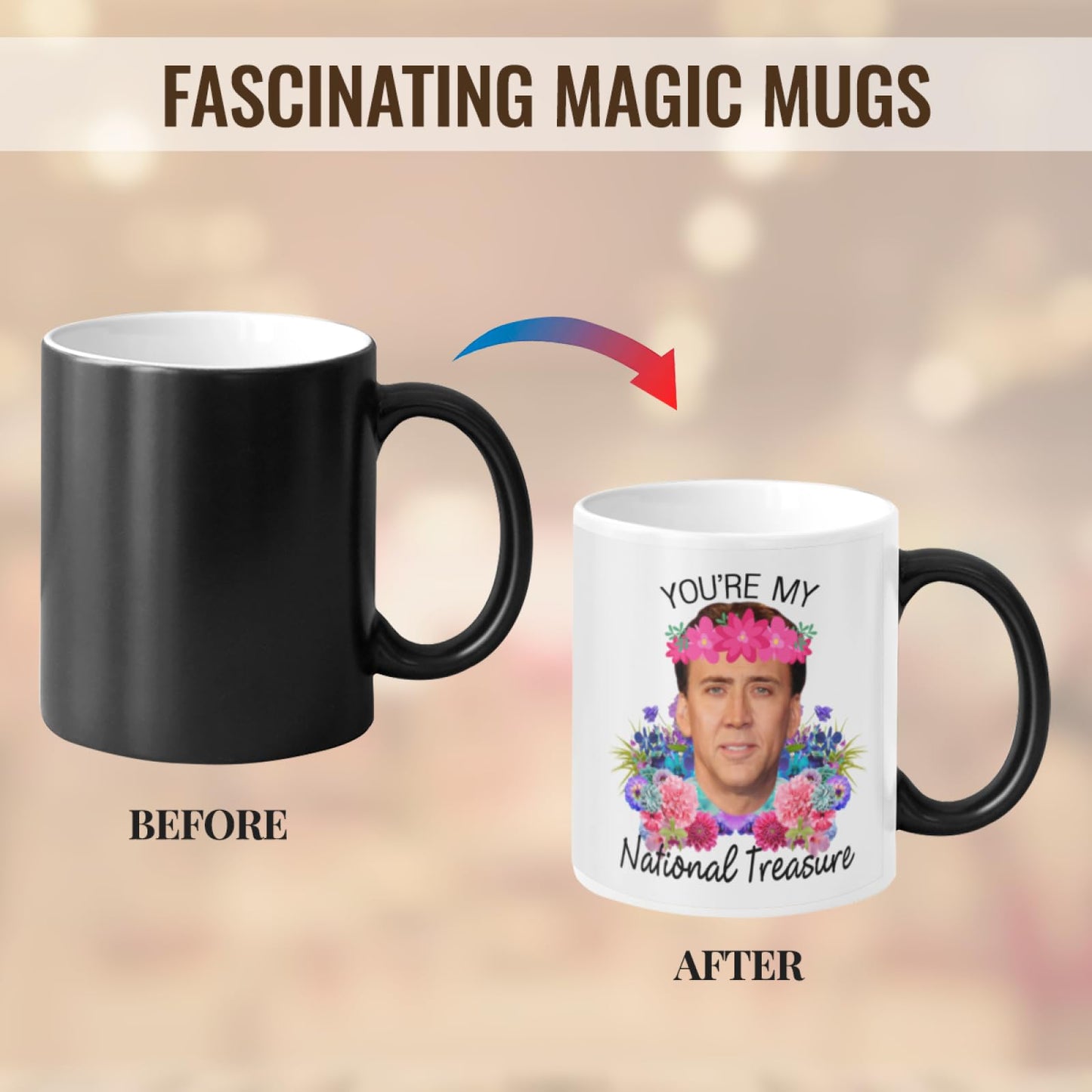 WECE You're My National Treasure Morphing Coffee Mug Heat Reveal Color Change Mug Gift Idea 11 Ounces