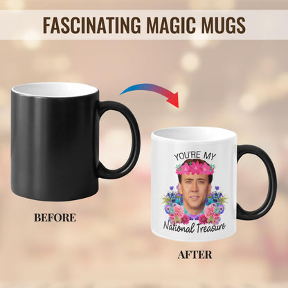 WECE You're My National Treasure Morphing Coffee Mug Heat Reveal Color Change Mug Gift Idea 11 Ounces