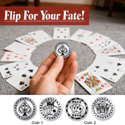 UNICRAFTALE 2Pcs Poker Card Protectors Coin Casino Lucky Coin Poker Card Guard Chip Stainless Steel Double Sided Decision Coins Las Vegas Souvenirs Pokers Player Accessories Gift for Men Women