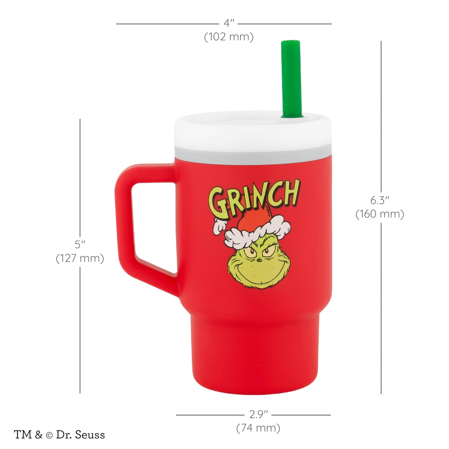 Infantino My 1st Tumbler, 9 Oz. Silicone Sippy Cup with Straw & Handle, Spill-Resistant Baby Cup for On-the-Go, BPA-Free Transition Bottle, Red Grinch