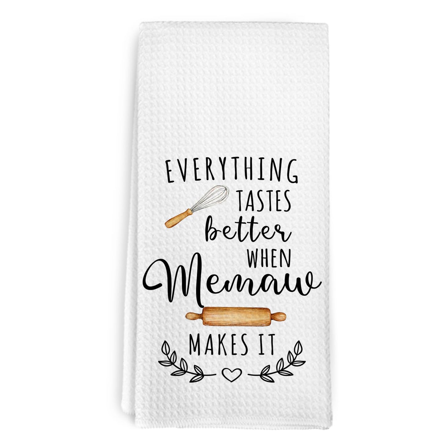 Memaw Mothers Day Birthday Gifts Kitchen Towels for Grandma from Grandkids, Everything Tastes Better When Memaw Makes It Grandma Dish Hand Tea Towels for Bathroom Kitchen Decor, 16x24 Inch