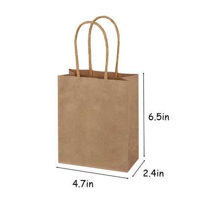 SPERPAND 30Pcs Mini Kraft Gift Bags - 6.5" Small Brown Paper Bags for Birthday, Baby Shower, Christmas, Wedding, Party Favor Bag