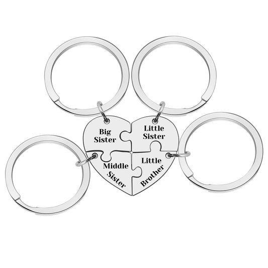 Xiahuyu Sister and Brother Gifts Keychain 4pcs for Big Middle Little Sister Little Brother Matching Keychain Set Christmas Birthday Gift Sibling Gifts for Sisters Brothers