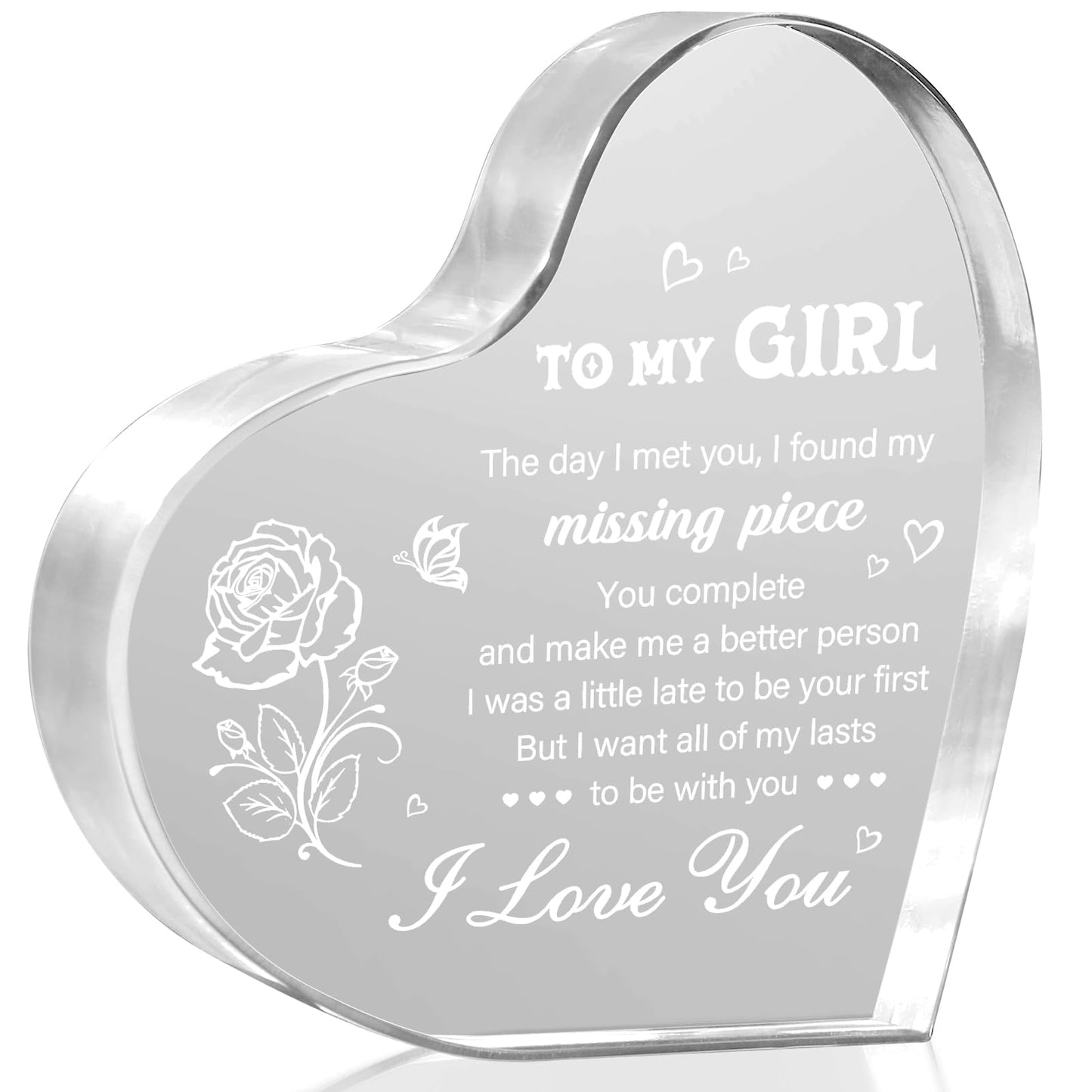 Gifts for Girlfriend, Girlfriend Birthday Keepseek, To My Girl Heart Shaped Acrylic Block, Birthday Anniversary Valentines Day Gifts for Her Wife GF