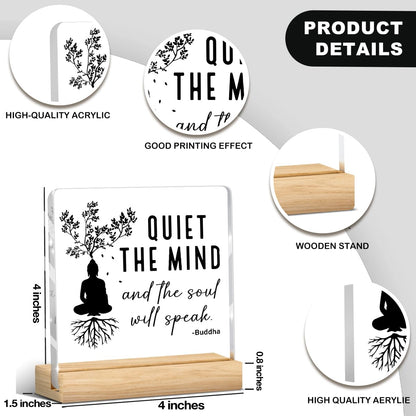 Meditation Room Decor,Zen Decor,Spiritual Decorations Quiet The Mind And The Soul Will Speak Acrylic Sign for Home Office Prayer Room Tabletop Shelf