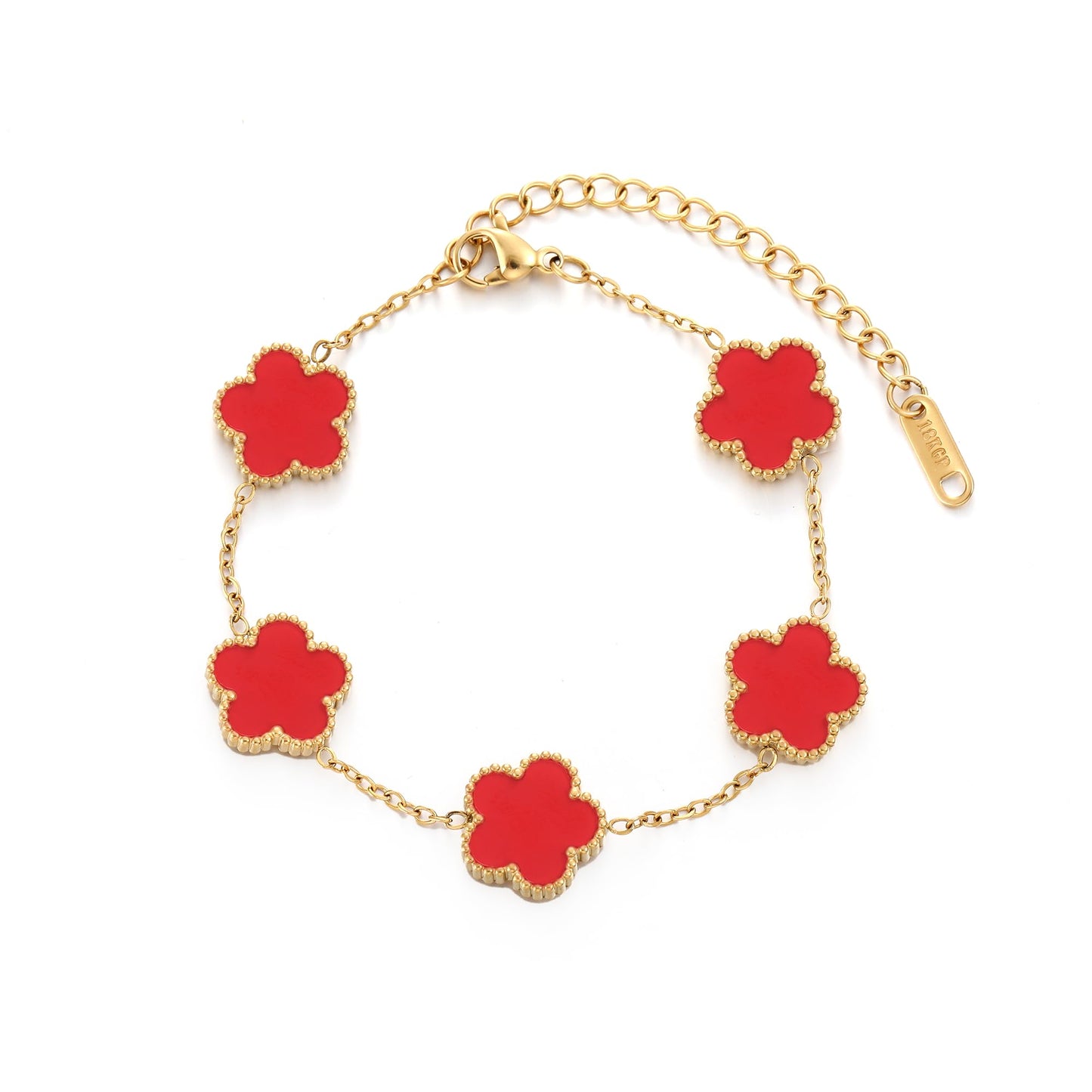 TICVSS Four Leaf Clover Bracelet for Women 18K Gold Plated Stainless Steel Lucky 4 Leaf Gold Link Bracelet Jewelry Gift for Women