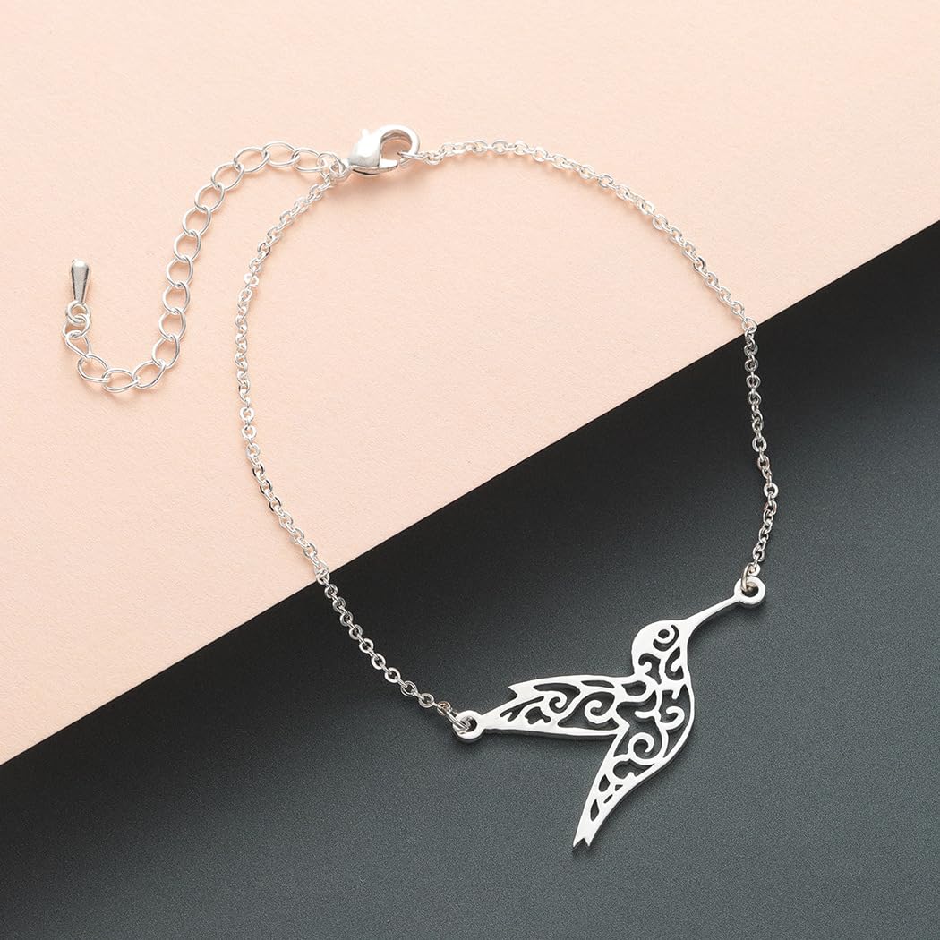 Personalized Hummingbird Gifts for Women,Hummingbird Charm Bracelet for Her,Stocking Stuffers for Mom/Daughter/Wife,Funny White Elephant Gifts for Adults
