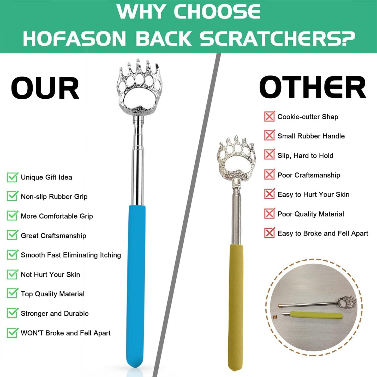 6 Pack Back Scratcher Fathers Day Dad Gifts, White Elephant Gifts for Adults, Stocking Stuffers for Men Women Teens, Prizes for Adults, Extendable Bulk Back Massager for Thanksgiving Birthday (Red)
