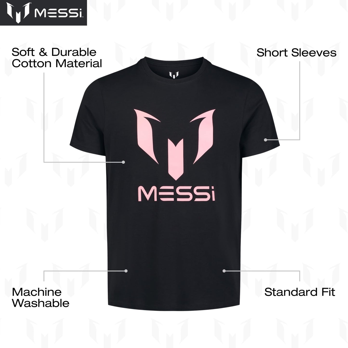 Messi Men's Wingstar Logo Tee, Lifestyle Short Sleeve T-Shirt, Standard Fit with Graphic