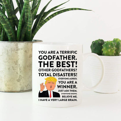Andaz Press Funny President Donald Trump 11oz. Coffee Mug Gift, Terrific Godfather, 1-pack, Godfathers Mug, Padrino Christmas Birthday Republican Political Satire Godfather Gift
