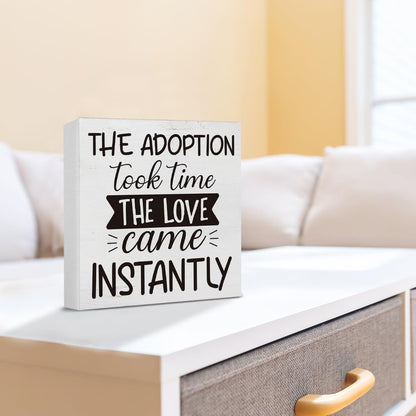 Adoption Gifts for Adoptive Parents Wood Sign Adoption Day Gift for Family, Adoptive Parents Gifts Sign for Home Living Room Bedroom Desk Shelf Wall Table Decoration 5x5 Inch