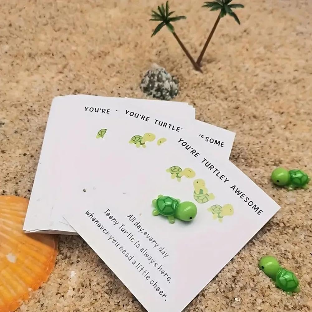 Mini Pocket Hug Turtle, You're Turtley Awesome Inspirational Gift with Card, Thank You Note Cards Greeting Card Mini Sea Turtle Figure Pocket Hug Gift for Friends and Family,Cards and Card Stock (Green)