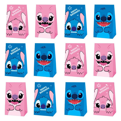 ARHAVI 12Pcs Stitch Party Gift Bags Goodie Bags, Stitch Birthday Party Supplies for Kids Birthday Decorations