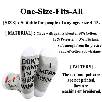 G2TUP Phlebotomist Socks Phlebotomy Technician Gift Don't Panic I'm a Friendly Vampire I Mean Phlebotomist Socks