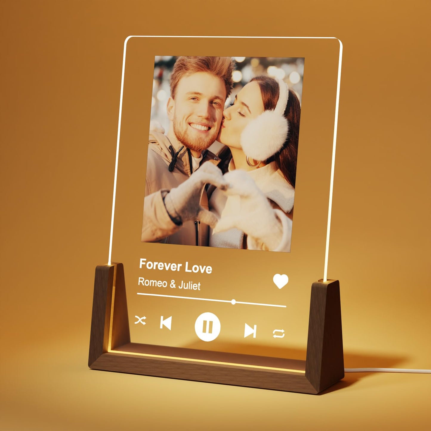 LUCKOR Valentines Day Personalized Spotify Plaque Gifts for Her Him Girlfriend Boyfriend, Custom Picture Frame for Women Men, Customized Photo Gifts for Couple Wife Husband on Anniversary Birthday