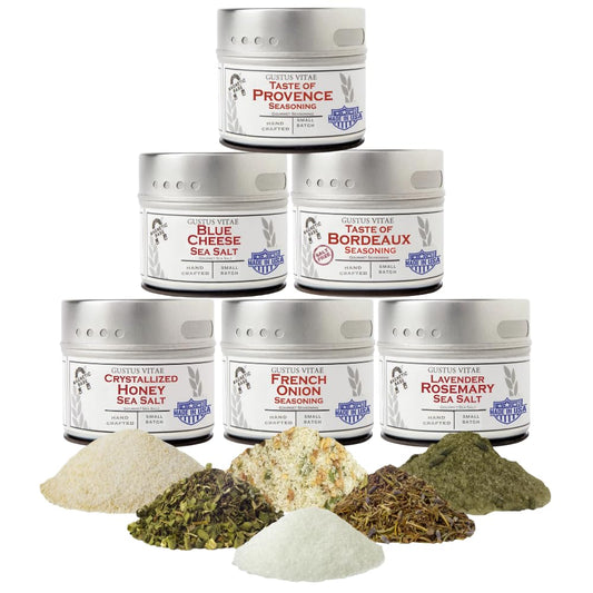 French Seasoning Gift Set | Tastes of France | Artisanal Spice Blends Six Pack | Non GMO, All Natural | No MSG, Gluten, Soy, Nuts | Small Batch, Hand Made Seasonings | No Artificial Ingredients, Ultra Premium | Made in USA | GLP-1 Friendly | Magnetic...