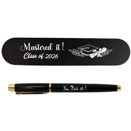 Master's Degree Graduation Gifts - Engraved Graduation Gel Pen & Case - Congrats Graduate Keepsake Pen Gift for Master Student MBA MS MA & MFA Graduates