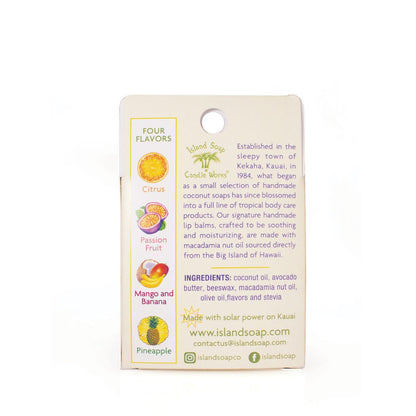 Island Soap & Candle Works Tropical Lip Balm Stick Sample Pack – 4 Pack Assorted Flavors – Moisturizing Lip Balm Sticks – Smooth, Nourishing Formula – Handmade in Hawaii