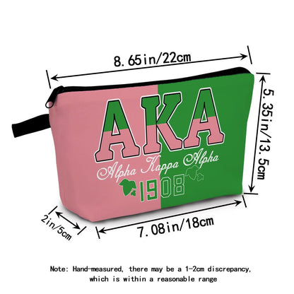 AKA Alpha Kappa Alpha Print Makeup Bag 1908 Design Cosmetic Organizer Sisterhood Birthday Gift Festival Present for Women Teens Travel Beauty Pouch