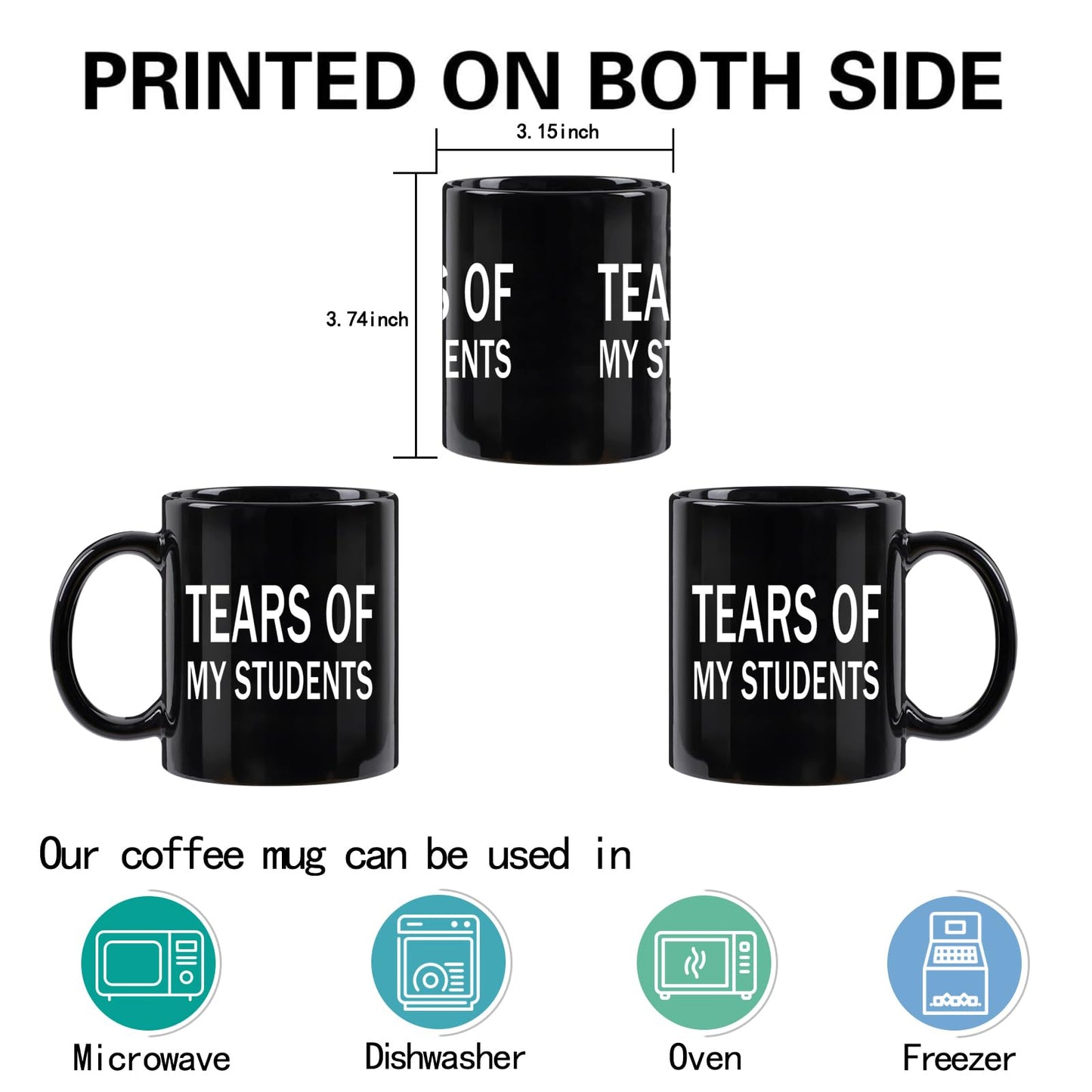 WENSSY Gifts for Teacher, Tears of My Students Mug, Funny College Professor Graduation Appreciation from Student Christmas White Elephant Gifts for Teacher 11 Ounce Black