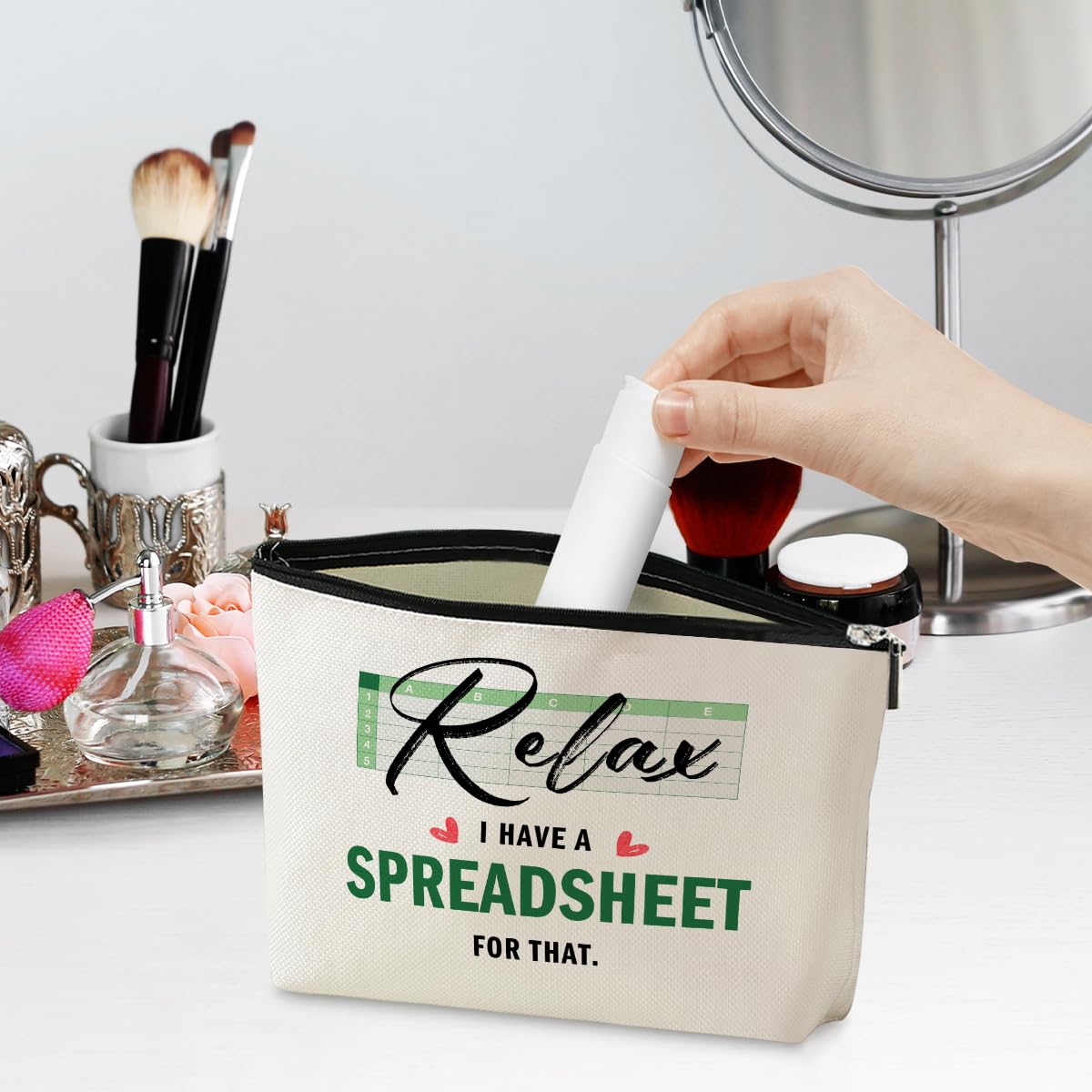 Accountant Gifts Funny Makeup Bag Excel Gifts Office Accessories Supplies Humor Office Gifts for Women Coworker Accountant CPA Birthday Graduation Boss Day Cosmetic Bags Travel Toiletry Bag