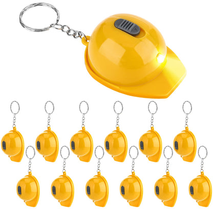 Bonuci 24 Pcs Construction Party Favors Mini Flashlight Keychain Miniature Helmet Flashlight Small Safety Hat Keychain for Man Construction Themed Birthday Party Prizes Supplies Gifts