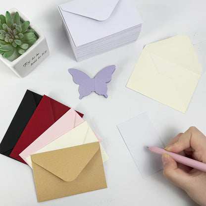 100 Pack Gift Card Envelopes 4 x 2.75" Mini Envelopes 120GSM Small Paper Business Gift Card Sleeves Bulk,Tiny Little Greeting Card Envelope Pockets for Invitation (Black)