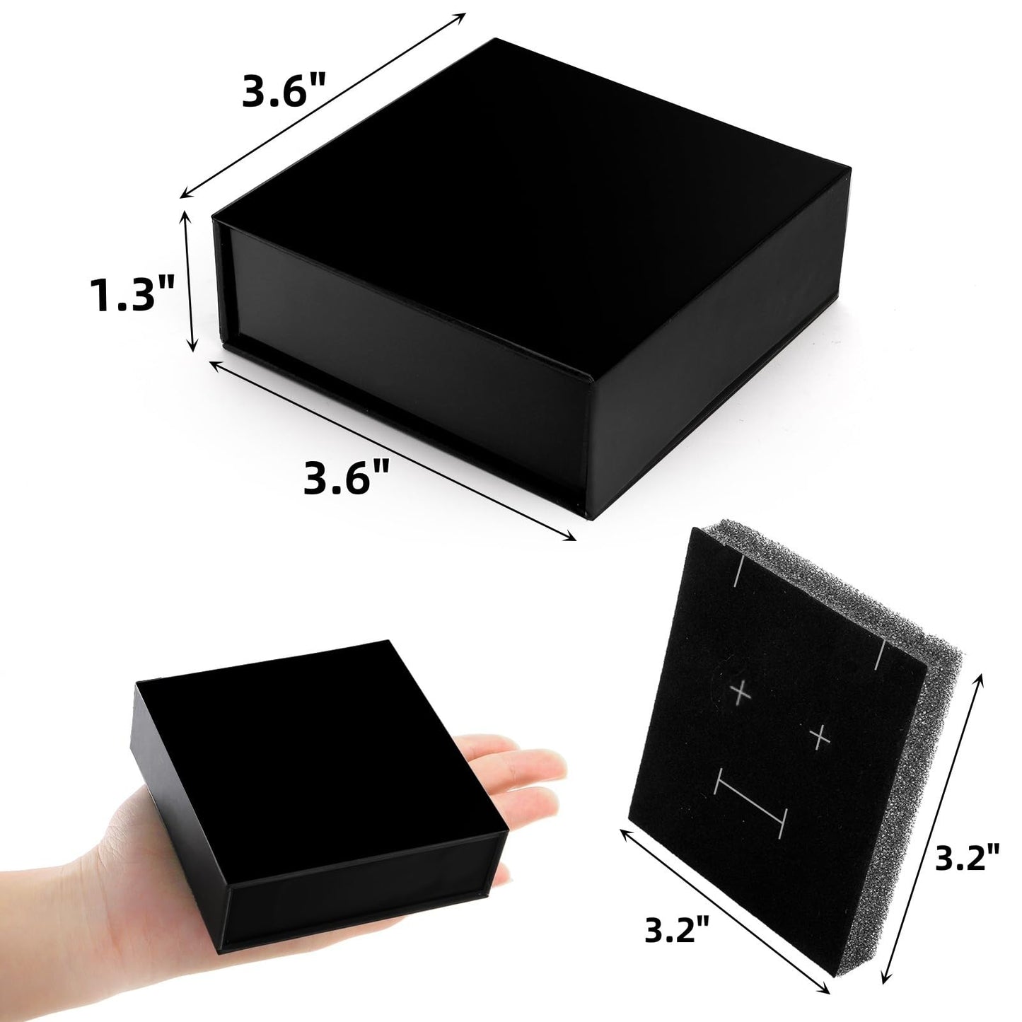 Covzoe 24 Pack Cardboard Jewelry Boxes, 3.6 x 3.6 x 1.3 Inch Small Jewelry Gift Boxes with Sponge Filled and Lid, Jewelry Storage Display Case for Necklace Earring Ring, Black